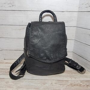 Libaire Vintage Black Pebbled Leather Backpack
